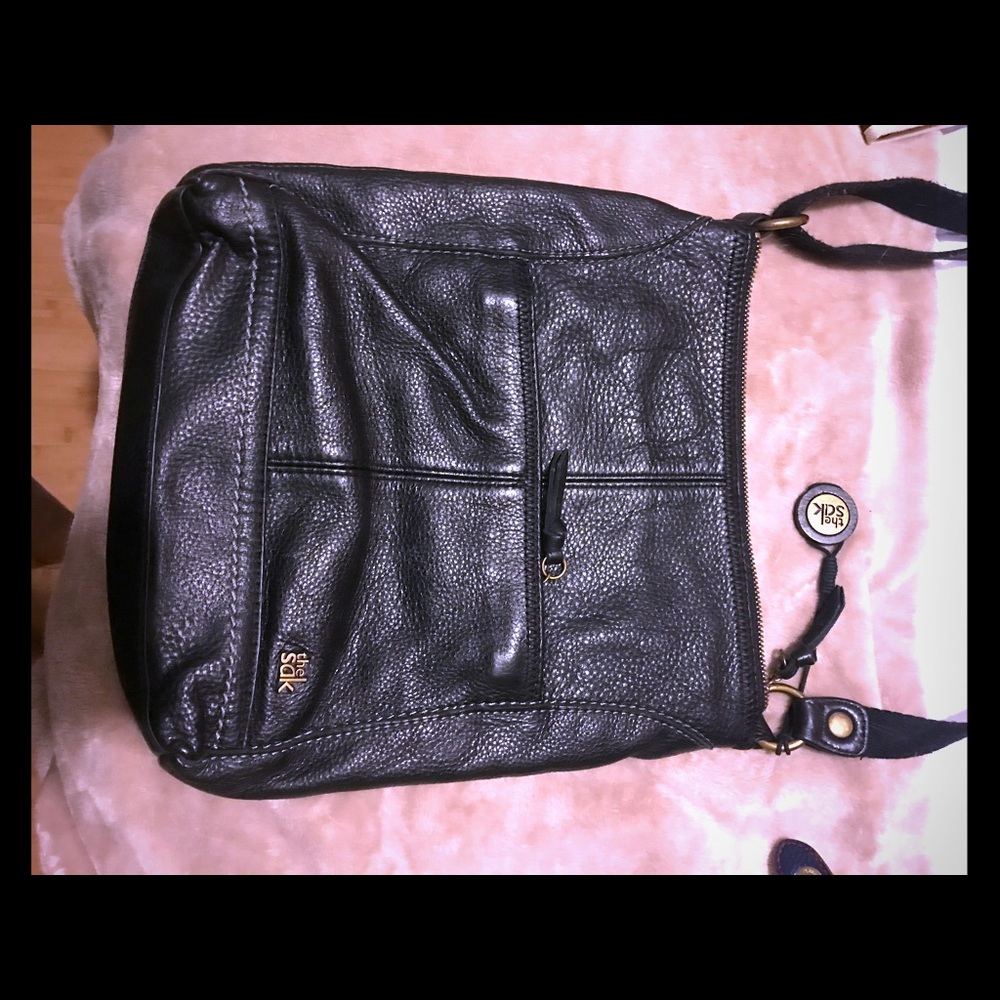 Black leather cross body purse
